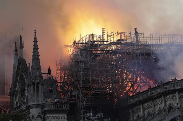 Cathedral of Notre-Dame of Paris on fire