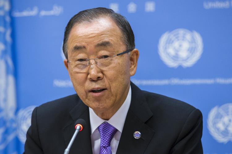 United Nations Secretary General Ban Ki-moon addresses media ahead of the UN General Debate at U.N. headquarters in New York